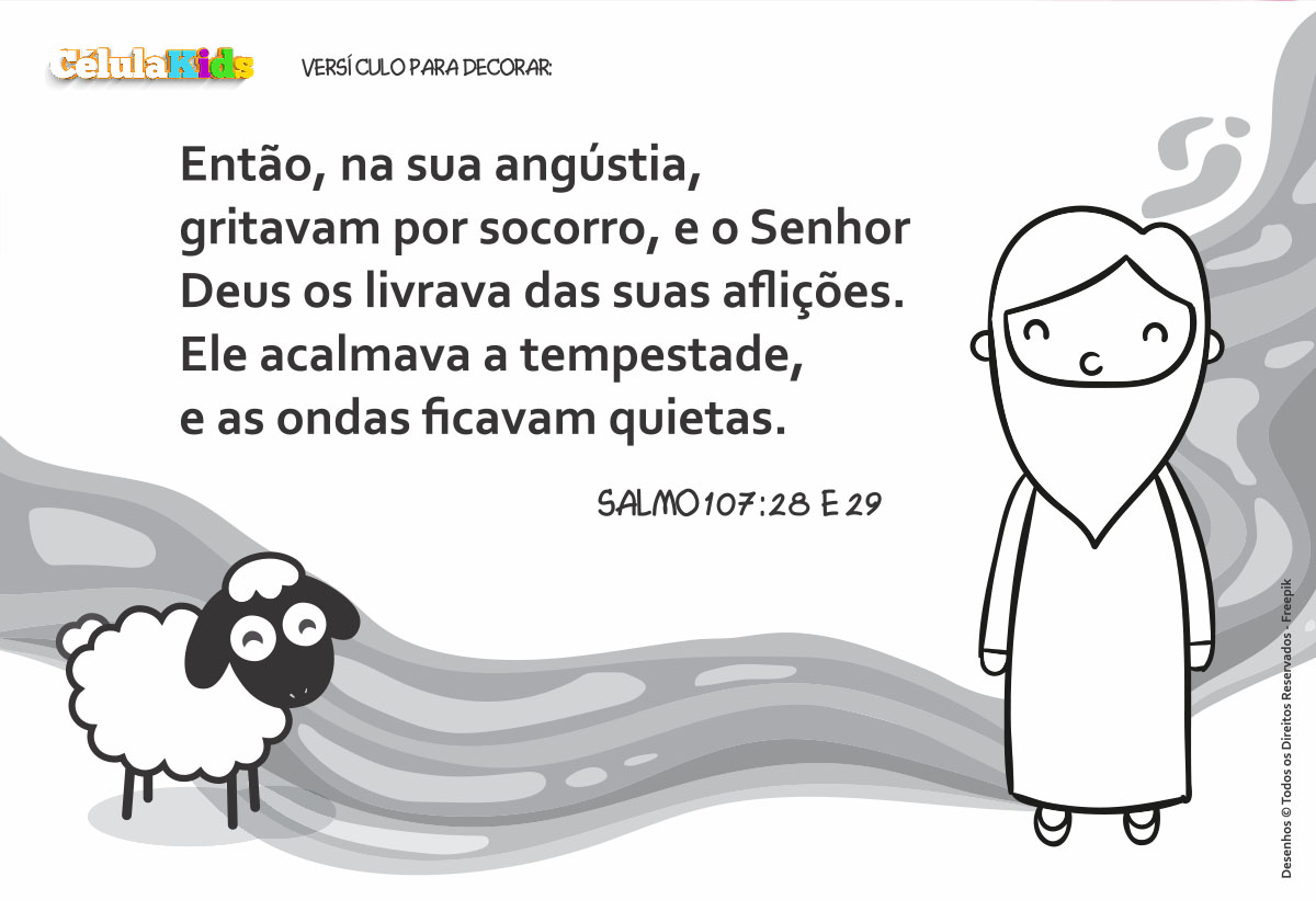 Certo dia, Jesus entrou no barco com os seus discípulos. Eles foram atravessar para o outro lado do lago. Enquanto os discípulos remavam, Jesus adormeceu.