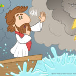 Jesus Acalma a Tempestade - Desenho para Crianças Colorir