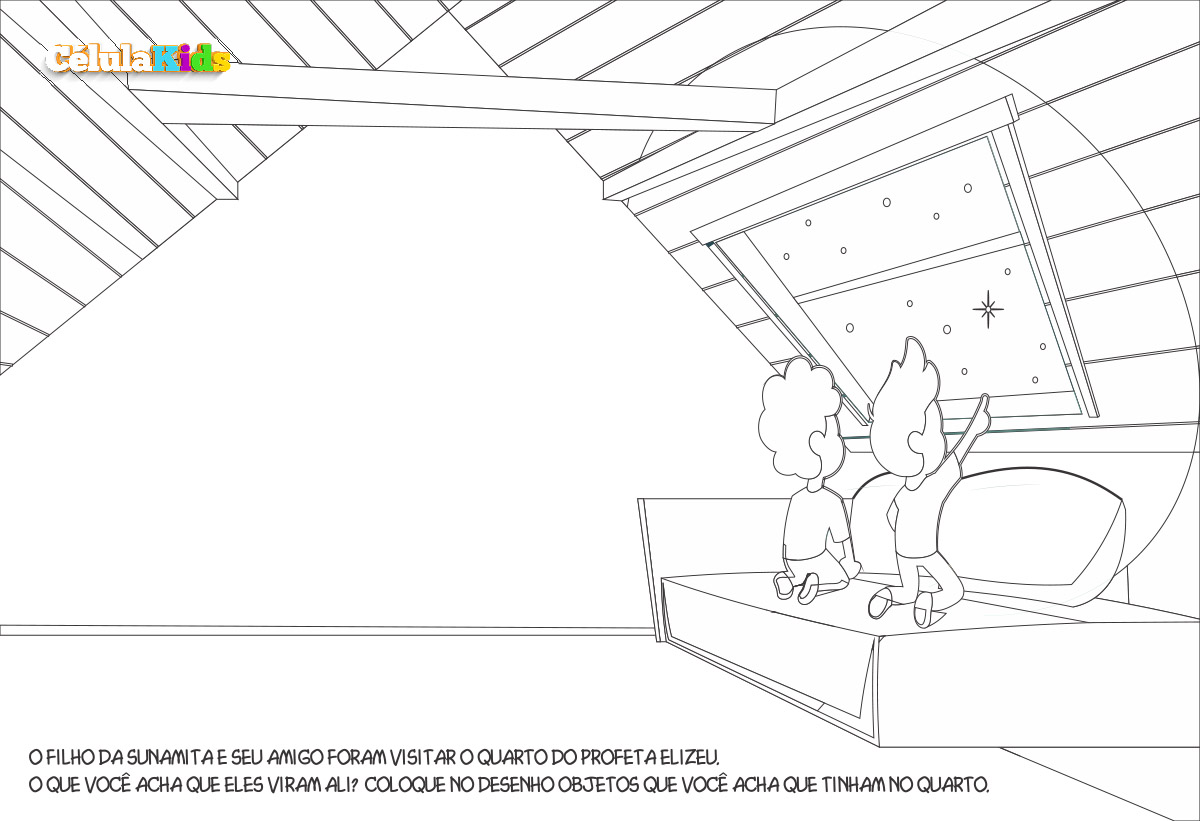 Quarto do Profeta Elizeu - Desenho para colorir